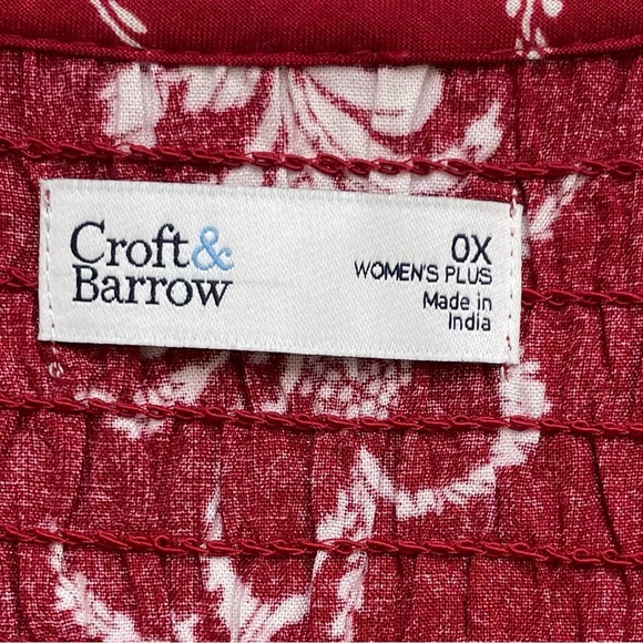 NWOT Croft & Barrow Red A-line Maxi Dress with 3/4 Dolman Sleeves with pockets - Picture 3 of 10